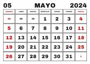 Calendario Mayo 2024