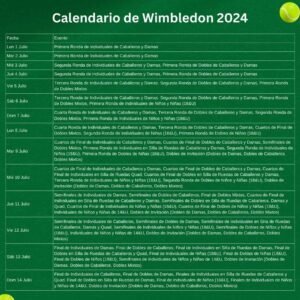 Calendario de Wimbledon 2024
