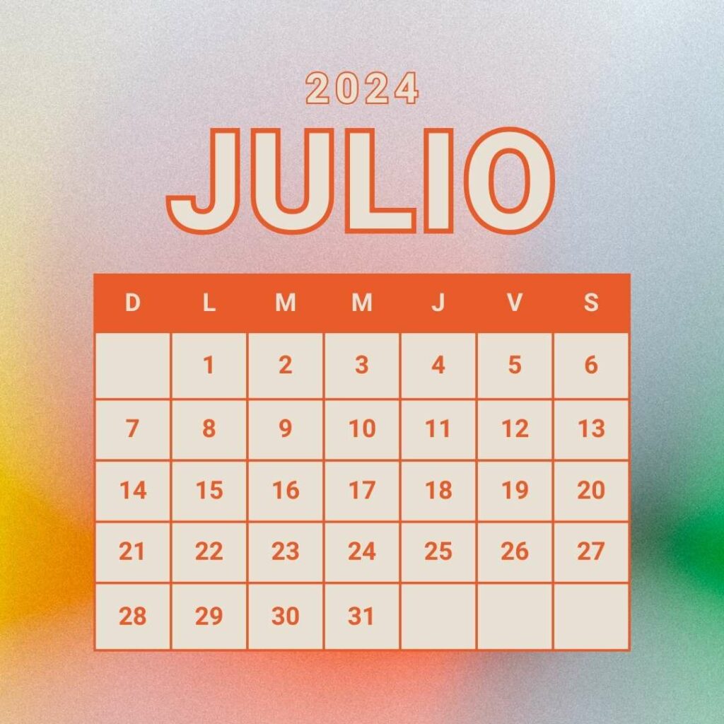 Calendario Julio 2024 en Español