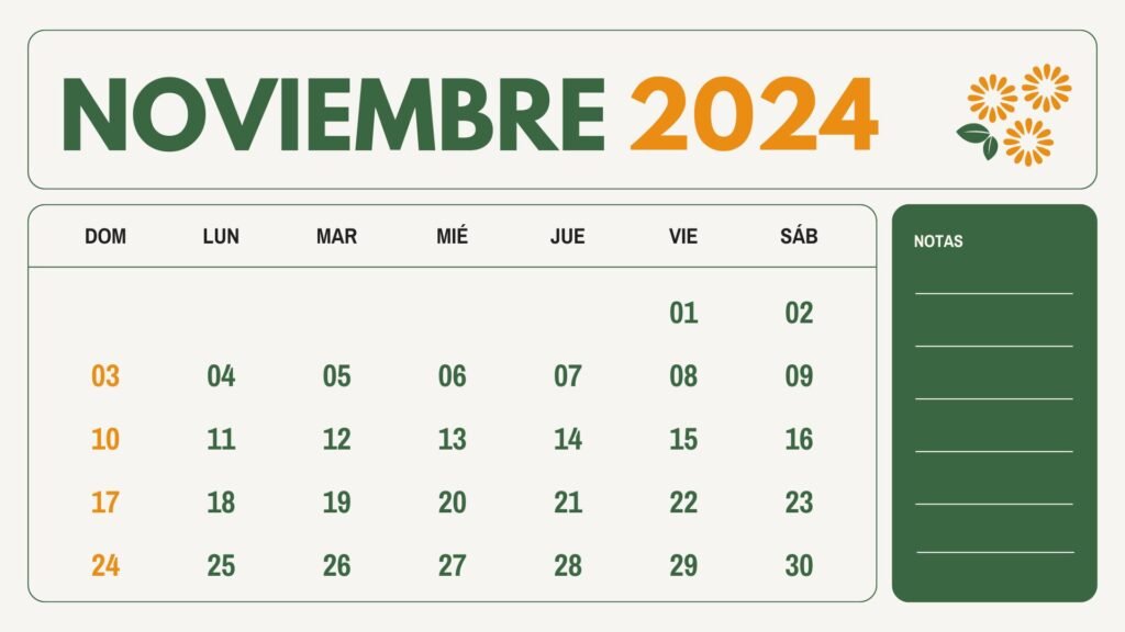 Calendario Noviembre 2024