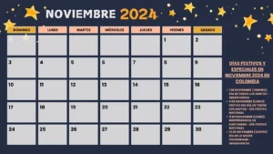 Calendario Colombiano Imprimible de Noviembre 2024