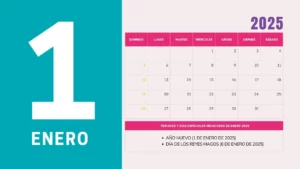 Calendario Mexicano de Enero 2025 Imprimible