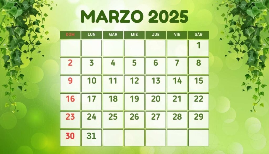 Calendario España Marzo 2025