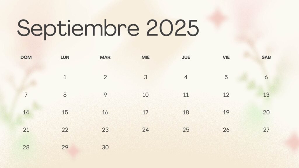 Calendario de Septiembre de 2025 de Alta Calidad